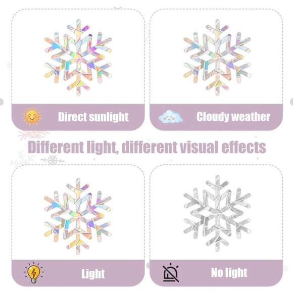 New 26 Colorful Snowflake Christmas Window Clings Sticker Decal Prevent Bird - Picture 5 of 7
